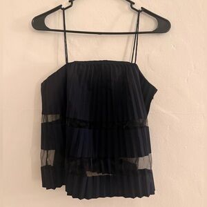 Club Monaco Black Pleated Spaghetti Strap Camisole